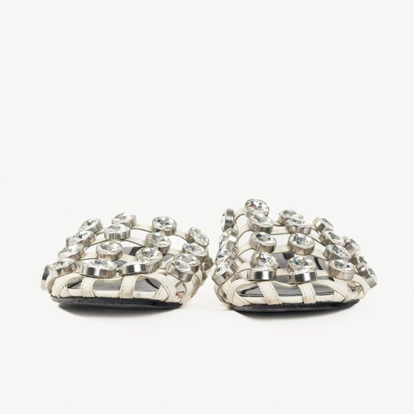 Alexander Wang Amelia White Crystal-Studded Cage Mules - Picture 3 of 9
